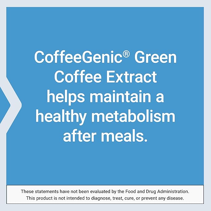 Life Extension CoffeeGenic® Green Coffee Extract 400 mg standardized for 50% chlorogenic Acid After-Meal Metabolism Support Gluten Free Non-GMO Vegetarian 90 Capsules