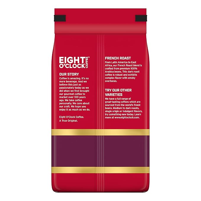 Eight O'Clock Coffee French Roast Ground Coffee Dark Roast 21 Ounce (Pack of 1) - Smoky &amp Complex