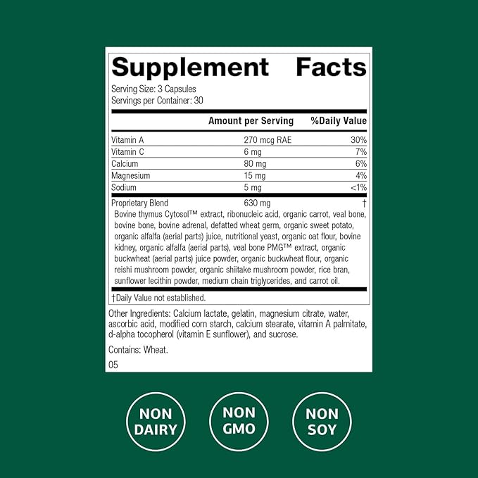 Standard Process Inc. Congaplex Thymus Gland Support Supplement Support Immune Health with Calcium Lactate Magnesium Vitamin C &amp Vitamin A Immune System Aid with Mushroom Powder - 90 Capsules