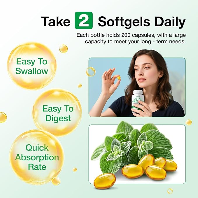Oil of Oregano with Black Seed Oil 400 Softgel Oregano Oil Oapsules Organic High Carvacrol Immune &amp Antioxidant Support