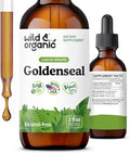 Wild &amp Organic Goldenseal Root Tincture - Lung Cleanse Immune &amp Digestive Support - Liquid Goldenseal Supplement - Vegan Sugar &amp Alcohol-Free Herb Drops - 2 fl oz