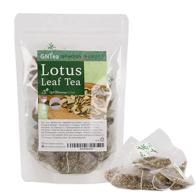 [GNTea] Vegan Lotus Leaf tea 30 teabags (pack of 1) 1.06oz Triangle teabag (PLA) Handmade Roasting Leached tea