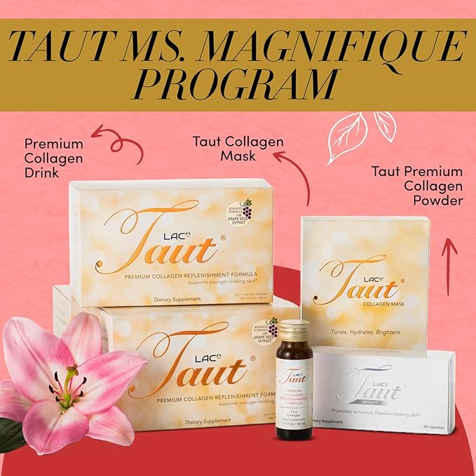 TAUT Premium Advanced Collagen - Liquid Collagen for Women Collagen Drink Advanced Formula for Hydration Vitamins C Wrinkles Fine Lines and Sagging Skin - Best Liquid Collagen