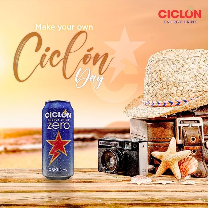 Ciclon Energy Drink Zero Original No Calories No Sugar No Carbs 24 Cans (10 Fl Oz)