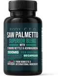 Saw Palmetto for Men - Prostate Health &amp Urinary Support - Stinging Nettle Ashwagandha Lycopene - Support Healthy Bladder Flow &amp Prostate Function - 60 Capsules