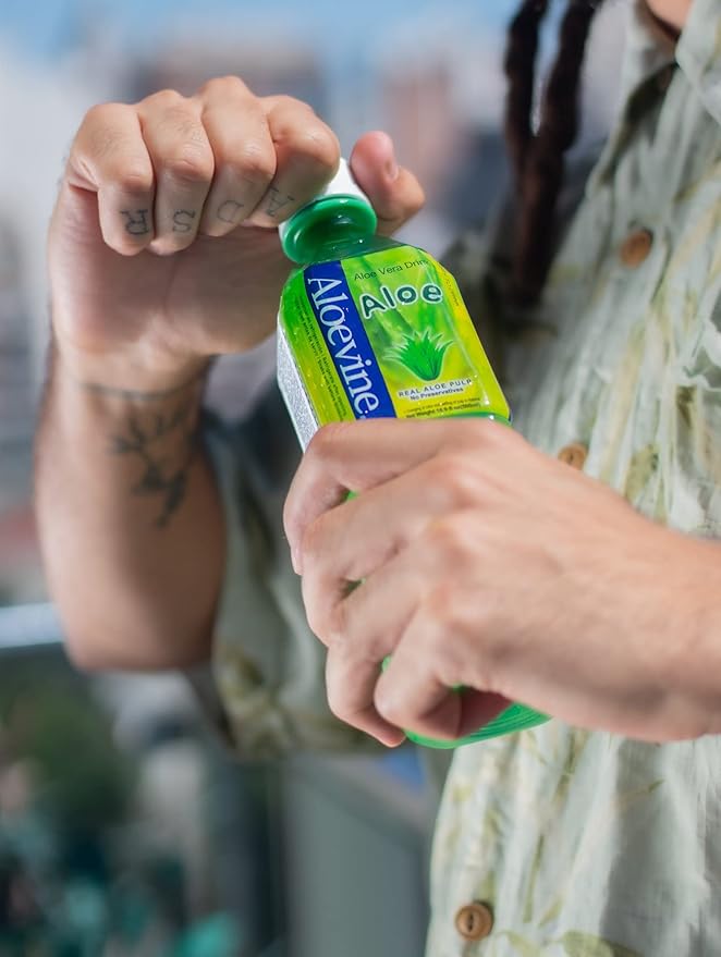 Aloevine Aloe Vera Drink Original – Drink Aloe Juice with Real Aloe Chunks | Healthy Plant-Based Korean Beverage | Aloe Vera Juice | 16.9 oz Bottles (20 Pack)