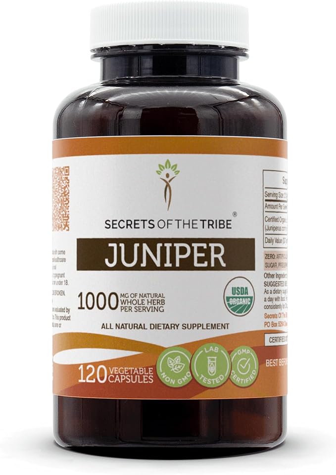 Secrets of the Tribe Juniper 120 Capsules 1000 mg USDA Organic Juniper (Juniperus communis) Dried Berry (120 Capsules)