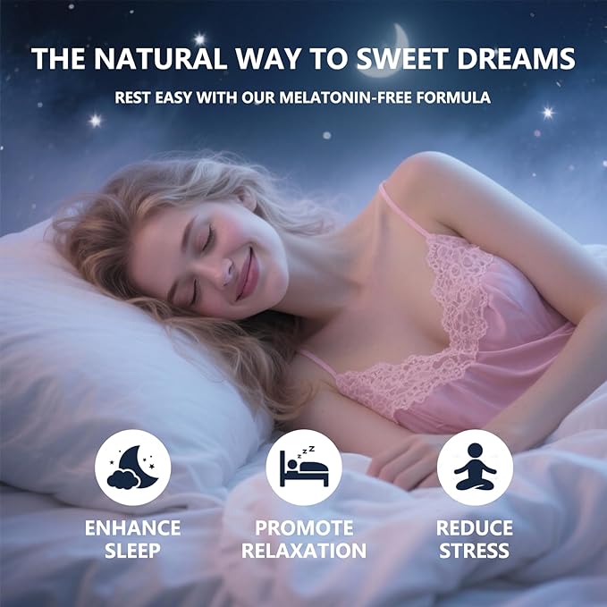 Natural Sleep Aid Gummies - Melatonin Free Supplement - Sleep+ Gummies for Adults - Promote Deep Restful Sleep Naturally Relaxing-60count（2pcs