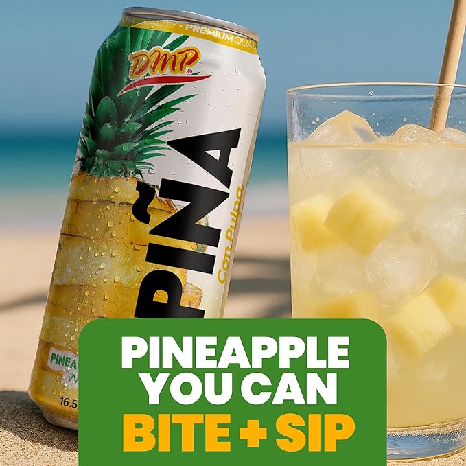De Mi Pais Pineapple Juice with Pulp Premium Quality Canned Beverage Refreshing Piña Fruit Drink Organic Pineapple Juice Perfect for Groceries Size 16.57 Fl Oz 24-Pack