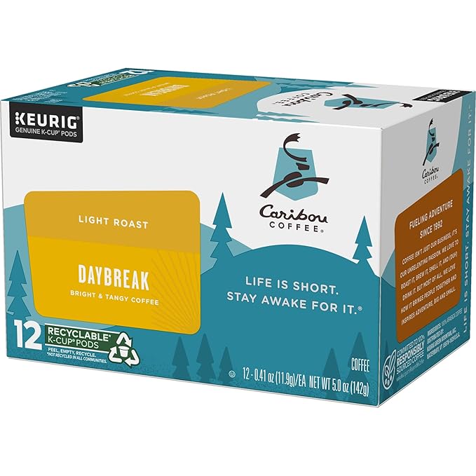 Caribou Coffee Daybreak Morning Blend Keurig Single-Serve K-Cup Pod Light Roast Coffee 72 Count