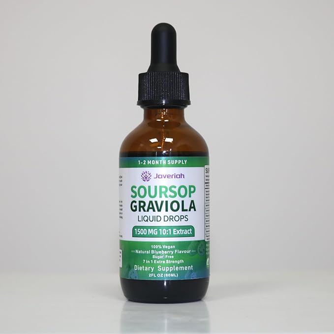 2 Pack Soursop Graviola Leaf Extract Liquid Drops Supplement with Irish Sea Moss &amp Turmeric for Cellular Support Immune System Boost Liver Health Soursop Bitters Liquid 60-Day Supply 4 FL OZ