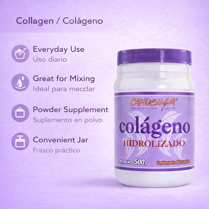 CAHUENGA Hydrolyzed Collagen Powder 500g - Unflavored Protein for Hair Skin Nails &amp Joints – Keto &amp Gluten-Free - Colageno Hidrolizado (Hydrolyzed Collagen) 500g