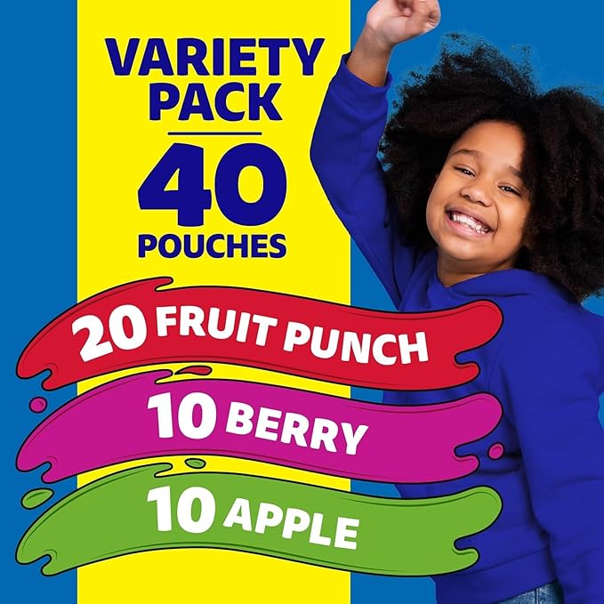 100% Fruit Punch Berry &amp Apple Juice Variety Pack Ready-to-Drink Juice (40 Pouches 4 Boxes of 10)