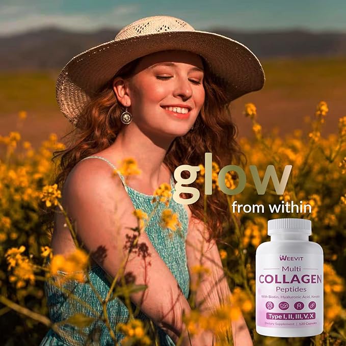 Collagen Peptides for Women Hydrolyzed Collagen Capsules - Type I II III V X - 1500mg Multi Collagen with Biotin Hyaluronic Acid Keratin Vitamin C