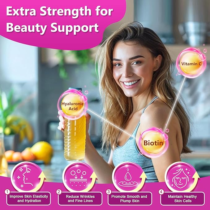 ZEBORA Collagen Peptides Powder 50 Servings - Hydrolyzed Multi Collagen Type I II III V X with Hyaluronic Acid Biotin Vitamin C - Support Skin Hair Nail Joints Unflavored Keto &amp Paleo Friendly