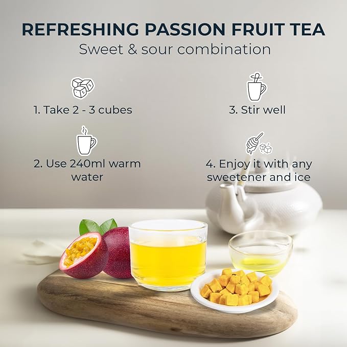 Freeze-dried Passion Fruit Cubes for Tea &amp Snack 200 Count 6.17 Oz Vitamin &amp Fiber Support Vacuum Sealed with Zipper Bag Sweet &amp Sour No Sugar Added No Caffeine