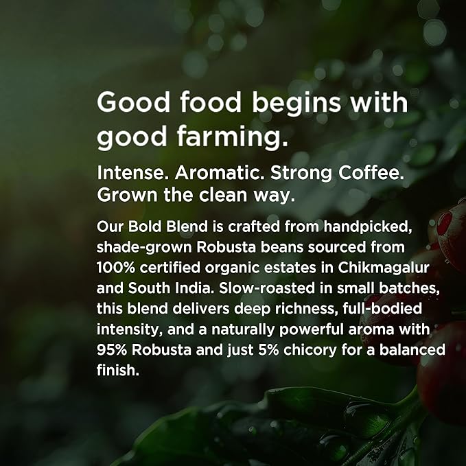 Pure &amp Sure Bold Organic Coffee Powder | Natural Ground Coffee Medium Roast | Robusta Coffee with Chicory | Ready to Use No Preservative Non-GMO | 200gm