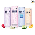 TRIP Lightly Sparkling Adaptogen Seltzer Non-Alcoholic Mocktail with Magnesium Ashwagandha Lions Mane &amp L Theanine No Added Sugar Vegan Original Variety Pack 12 Oz 12Pk
