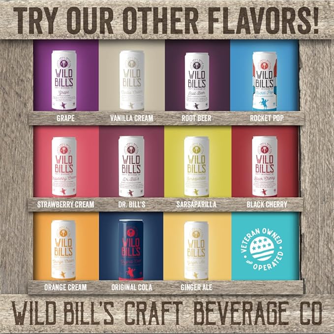 Wild Bill's Grape Soda Classic Craft Soda Pop Soft Drinks Sodas Made with Pure Cane Sugar Caffeine Free NO High Fructose Corn Syrup Gluten Free Vegan Low Sodium 12 Oz 12 Pack