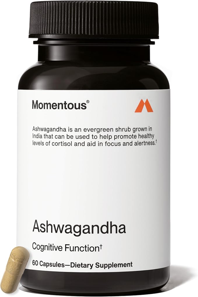 Momentous Ashwagandha Supplement - 300 mg NooGandha Ashwagandha Extract - Cognitive Performance Alertness &amp Focus Support - NSF Certified for Sport - Vegan - GMO- &amp Gluten-Free - 60 Servings