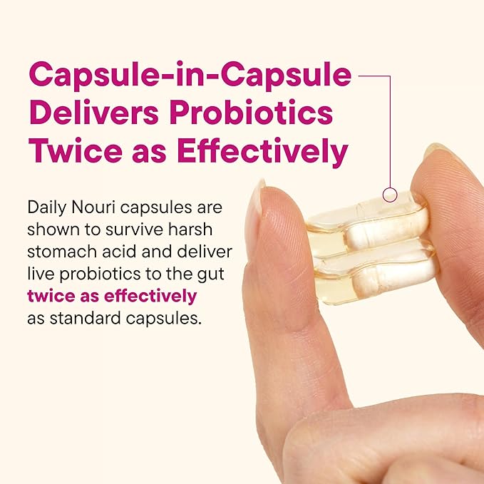 Daily Nouri Probiotics for Women | Vaginal Health + Urinary Tract Support | Vaginal pH &amp Microbiome Balance | 5 Clinically Studied Strains + Cranberry &amp Omega | 30-Day Supply