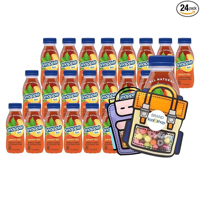 Snapple Apple All Natural Juice Drink 8 fl oz Mini Plastic Bottle 24 Pack + 2 Reusable Snack Bags by KOOL8SHOP Infinite Deals