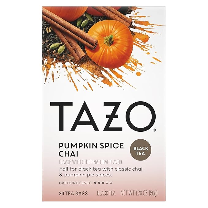 TAZO Tea Bags Black Tea Vanilla Caramel Chai Pumpkin Spice Chai Awake English Breakfast Organic Chai &amp Organic Earl Grey (1ea) (Variety Pack)