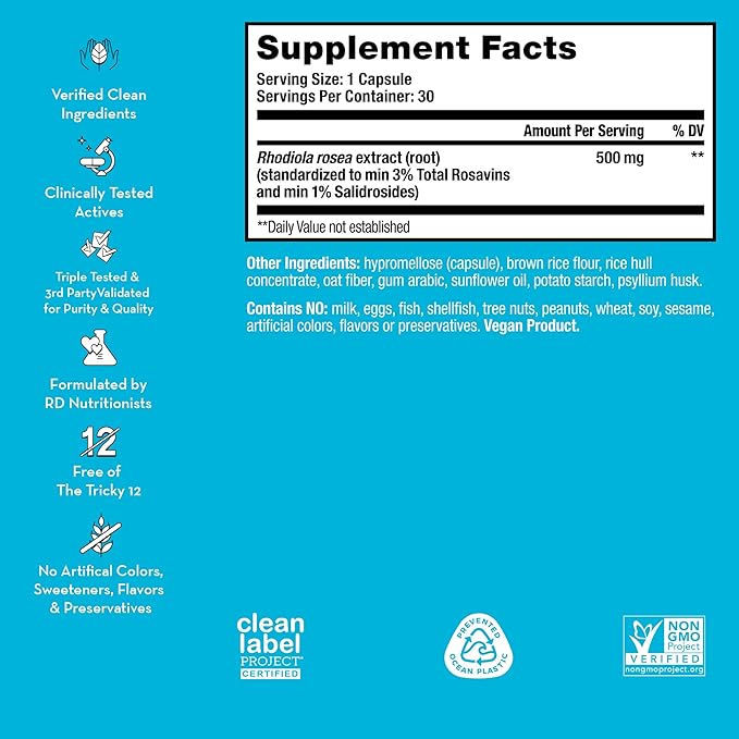 HUM Big Chill Rhodiola Rosea Supplement Adaptogenic Herbal Calm Supplement Support for Focus Calming and Adrenal Health Balance with 500mg Rhodiola Rosea Extract Gluten Free 30 Vegan Capsules