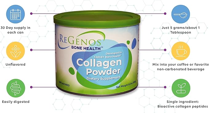 Collagen Bioactive Hydrolyzed Collagen Peptides Powder Supplement FORTIBONE® Unflavored Type 1 and 3 Gluten Free Kosher 90 Day Supply (3 Pack)