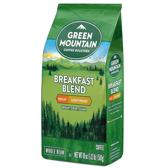 Green Mountain Coffee Roasters Breakfast Blend Decaf Whole Bean Coffee Bagged 18 oz