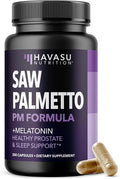 Saw Palmetto PM for Men with Melatonin 3mg - Night Time Prostate Health Supplement for Bladder and Sleep Support - Reduce Urinary Frequency - 200 Count - Vegan Non-GMO Capsules - Over 6 Month Supply