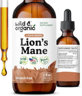 Wild &amp Organic Lions Mane Liquid Drops - Focus &amp Brain Support - Lions Mane Supplement - Hericium Erinaceus Mushroom Extract Tincture - Vegan Alcohol &amp Sugar-Free - 2 fl oz