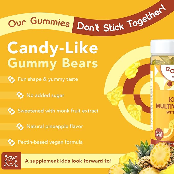 Picky Eater Kids Multivitamin Gummies with Iron - Sugar Free Chewable Iron Supplement for Toddlers &amp Children 3 &amp Up - Essential Kids Vitamins for Growth &amp Development