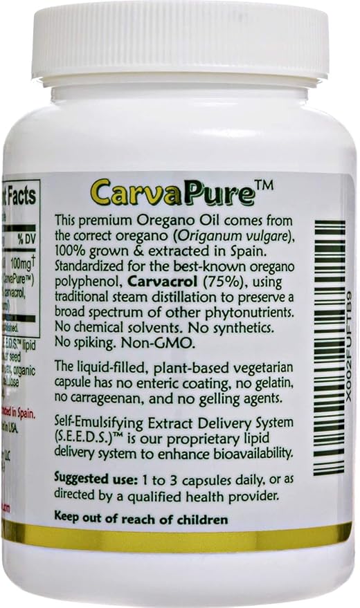 Oregano Oil Capsules Organic Ingredients - Super-Strength Grown in Spain 90-ct Liquid-Filled - Organic Oil of Oregano Capsules with Enhanced Delivery