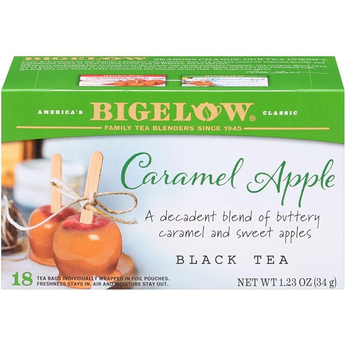 Bigelow Caramel Apple Black Tea Bags 18 Teabags (Pack of 6) Caffeinated Black Tea 108 Tea Bags Total