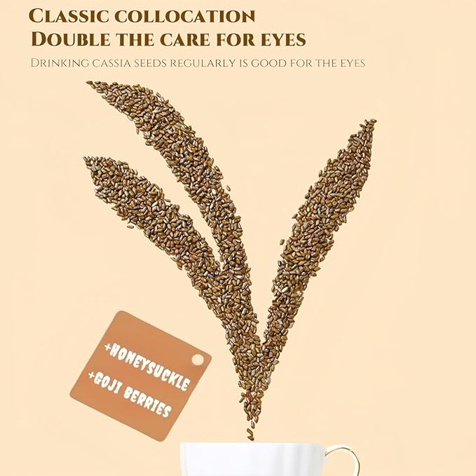 JINQI 2bottles Cassia Seeds Tea- 决明子茶17.63oz/500g(8.81oz/250g*2)Cassia Jue Ming Zi Chinese Herbal Tea Holiday Gifts Tea Gifts