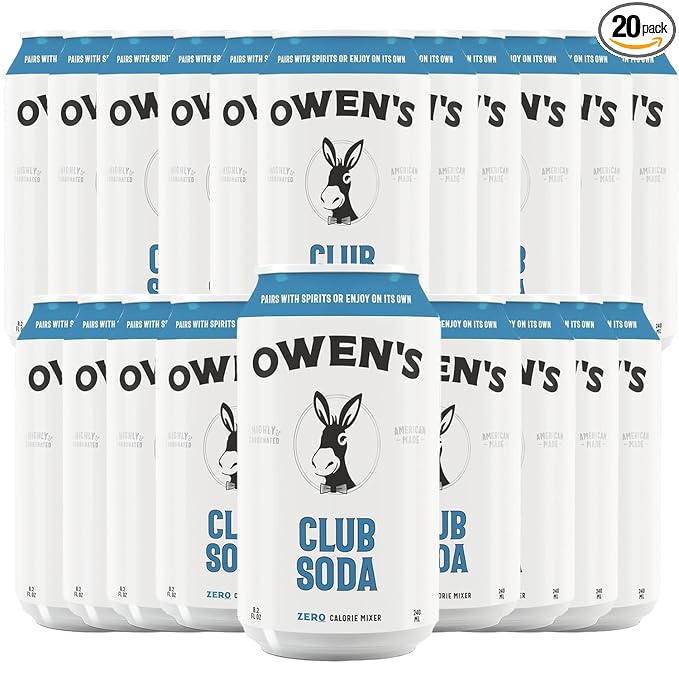 Owen’s Craft Mixers | Club Soda 20 Pack | Handcrafted in the USA with Premium Ingredients | Vegan &amp Gluten-Free Soda Mocktail and Cocktail Mixer