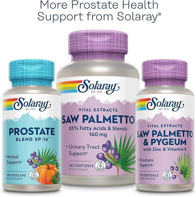SOLARAY Pygeum Bark Extract 50mg - Pygeum Supplement for Prostate Health Support - Guaranteed to Contain 6.5mg Plant Sterols Like Beta Sitosterol Non-GMO Vegan 60-Day Guarantee 60 Serv 60 VegCaps
