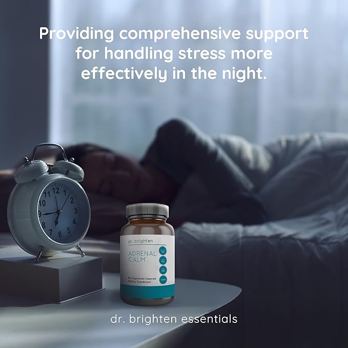 Dr. Brighten Adrenal Calm — Ashwagandha B Vitamins Lemon Balm and Amino Acids for Stress Relief Better Sleep and Balanced Cortisol Non-GMO — 90 Capsules