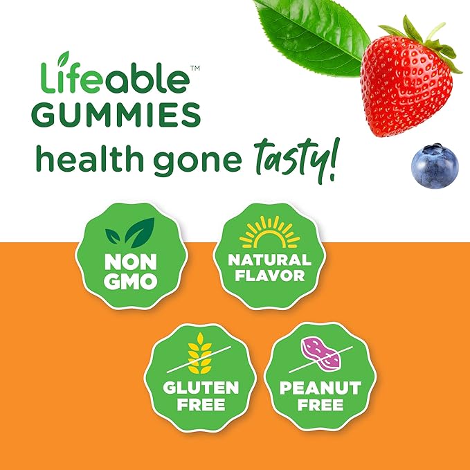 Lifeable Collagen &amp Vitamin C + Collagen &amp Biotin Gummies Bundle - Great Tasting Vitamin Supplement Gluten Free GMO Free Chewable Gummy