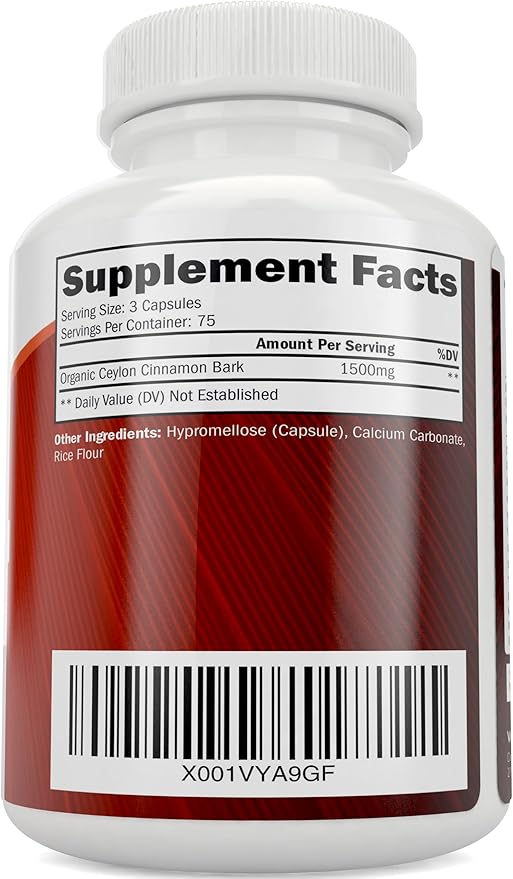 Purely Holistic Ceylon Cinnamon Capsules 1500mg 225 Vegan Cinnamon Capsules 75 Day Supply (25% More Servings) True Sri Lankan Ceylon Cinnamon Supplement