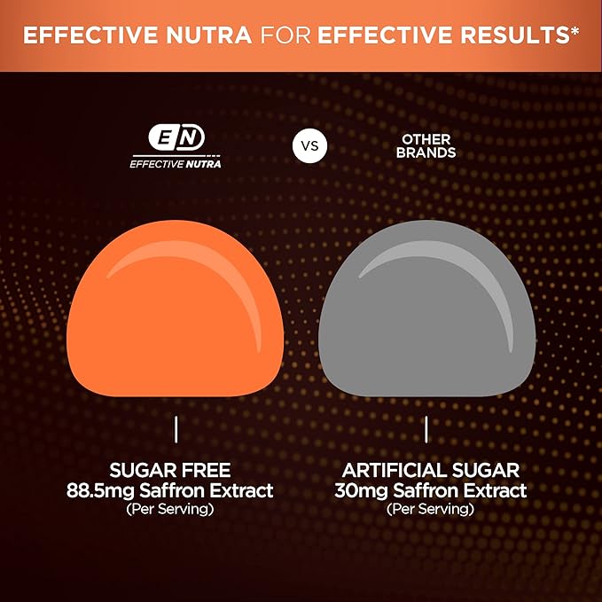 Effective Nutra Saffron Gummies for Adults 88.5mg - Mood Support &amp Stress Relief with GABA Passion Flower - 5-in-1 Formula - Sugar-Free Vegan Non-GMO Made in USA - 90 Count (45-Day Supply)