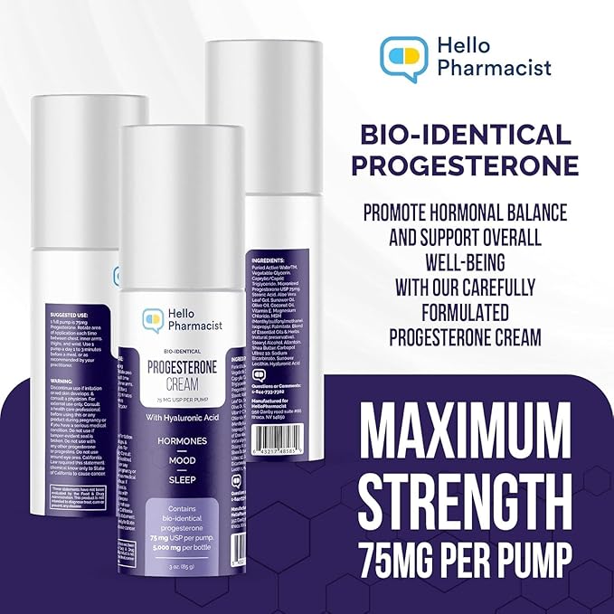 HelloPharmacist BioIdentical Progesterone Cream 3 oz – Made in USA