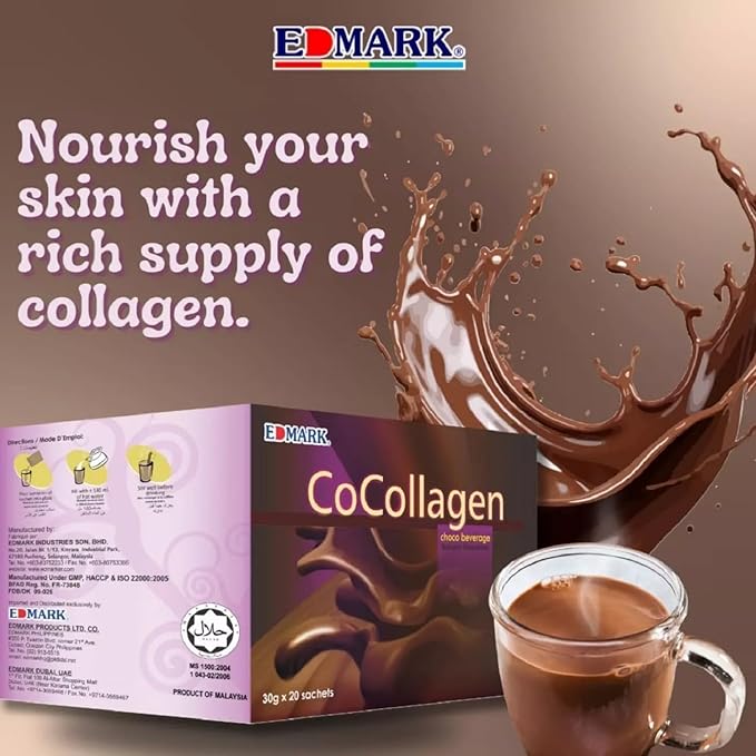 EDMARK COCOLLAGEN Flavored Powder | Marine Collagen w/ Natural Extracts | Supports Skin Elasticity Hydration &amp Radiance | Nutrient-Rich Beverage for Daily Wellness Glow &amp Beauty | 30g x 20 S