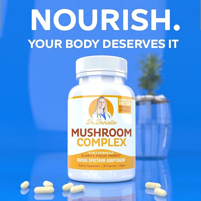 Doctor Danielle Organic Mushroom Complex Supplement – 8 Organic Mushrooms Including Reishi Lion’s Mane Cordyceps &amp Chaga – Vegan Capsules Thoughtfully Formulated for Daily Wellness