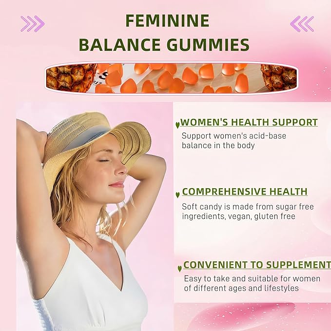 Feminine Balance Gummies - Pineapple Probiotics for Women for Premium Women’s Health &amp Wellness-Immune Support Hawaiian Pineapple60 Gummies (30 Servings)