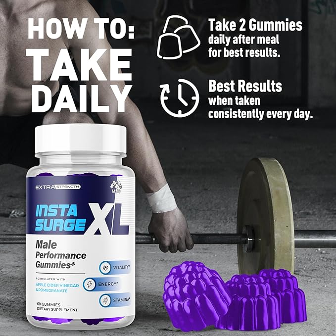 Insta Surge XL Gummies Official InstaSurge XL Gummys with All Natural Ingredients Insta SurgeXL Advanced Health Support Supplement Maximum Strength Active Lifestyle Multivitamin Gummys (60 Gummies)