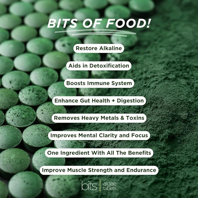 RECOVERYbits - Organic Chlorella Tablets - Plant-Based Algae Superfood - Chlorophyll - Cracked Cell Wall - Energy - Immune System - Detox - Keto - Vegan - Non-GMO - Large Bag - 1000 Tablets