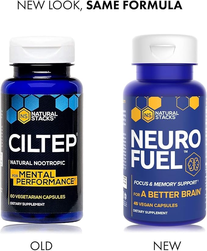 NATURAL STACKS NeuroFuel Nootropic Brain Support Supplement with Artichoke Leaf Extract &amp L-Carnitine Supplement for Focus and Memory* - 45 Focus Pills