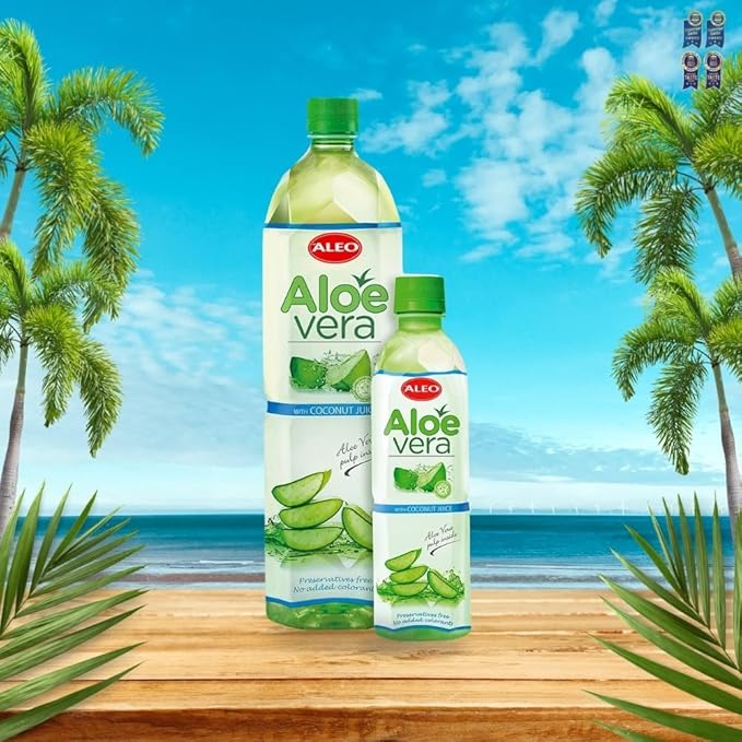 ALEO 0.5L x 24 Premium Coconut Aloe Vera Drink - Natural No Preservatives No Artificial Colors Superior Taste Award 2025